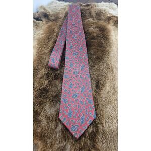 Dior Red Blue Paisley Silk Tie Necktie